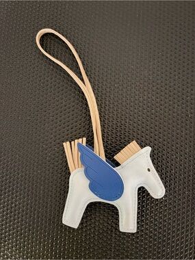 Cream and Blue Pegasus Bag Charm Satchel Accessory